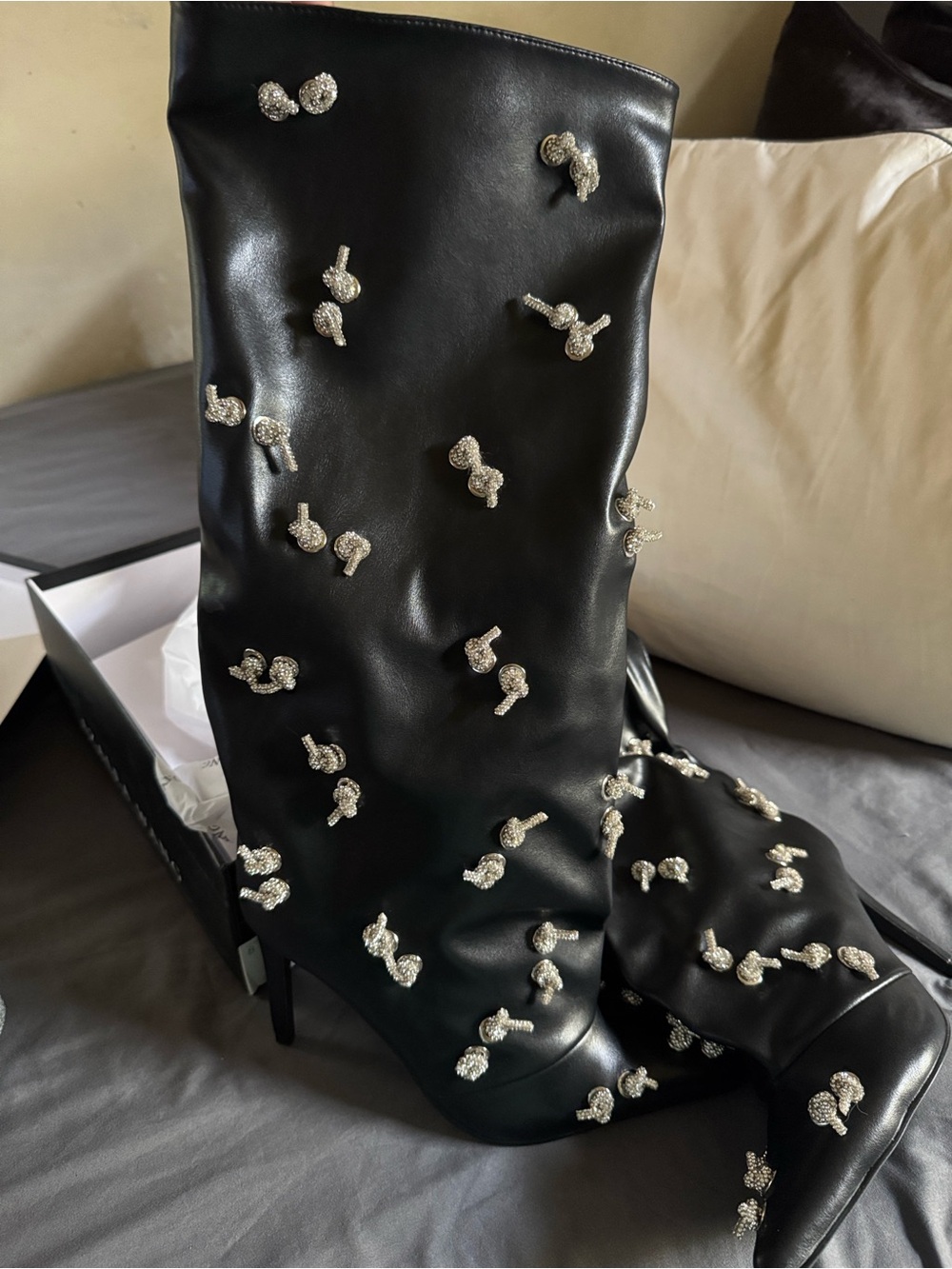 Azalea Wang “Coleman” Embellished Black Boot Size US 8 - Picture 9 of 11